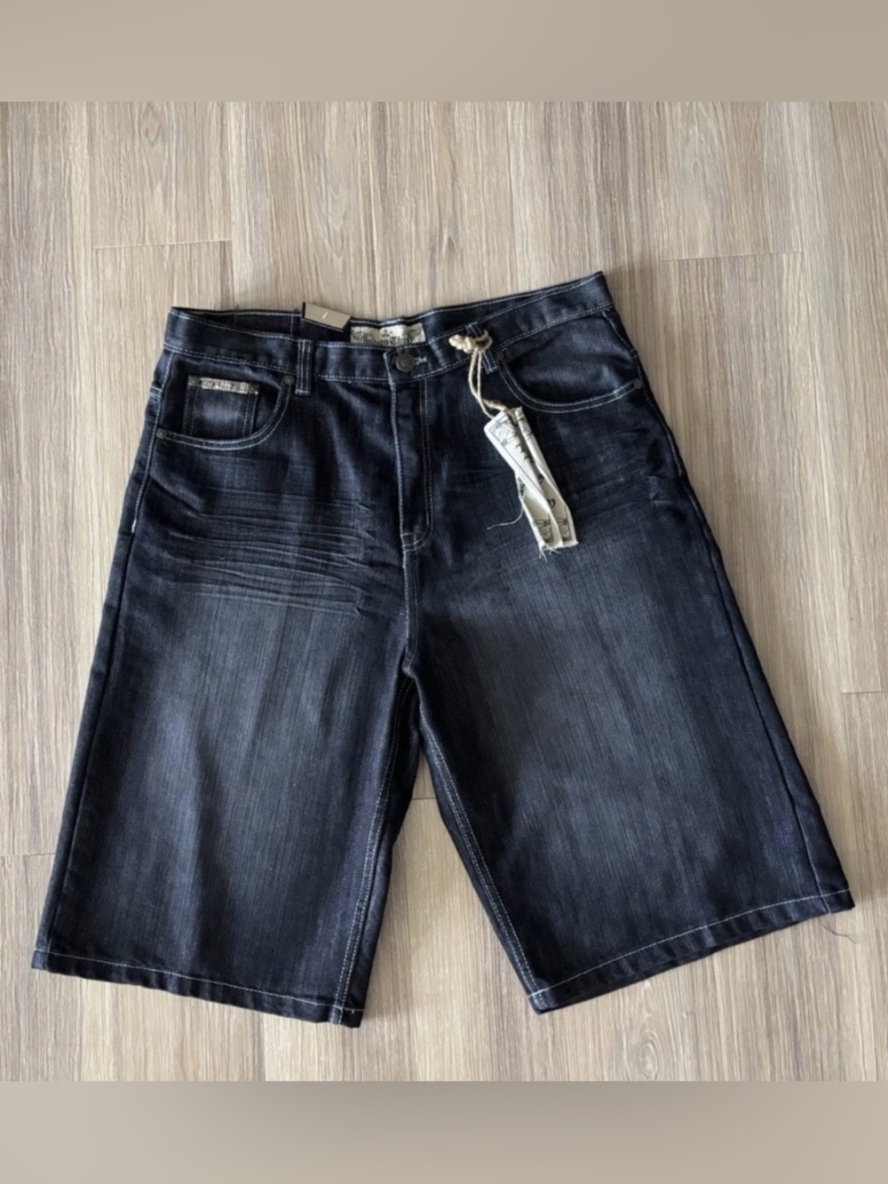 Y2K Indigo Thirty Shorts Black Denim Baggy Mens 38 NWT Hip Hop Grunge Skater